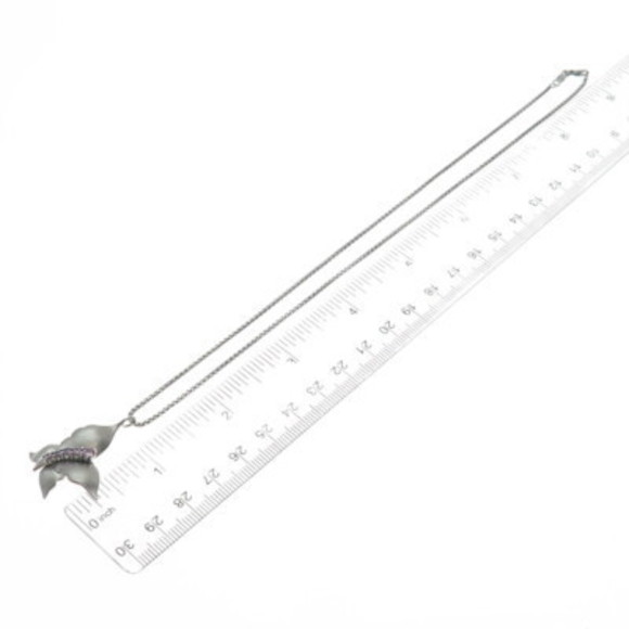 925 Sterling Silver Vintage Lavender C Z Butterfly Round Box Chain Necklace 16" - Picture 3 of 9